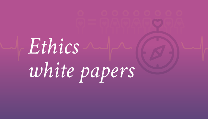 Ethics white papers with icon of compass