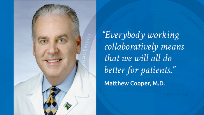 Photo of Matthew Cooper, MD, with quote 'Everybody working collaboratively means that we will all do better for patients.'