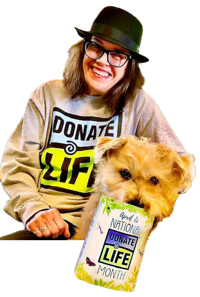 Liver-recipient and passionate UNOS supporter, Krystine with her dog
