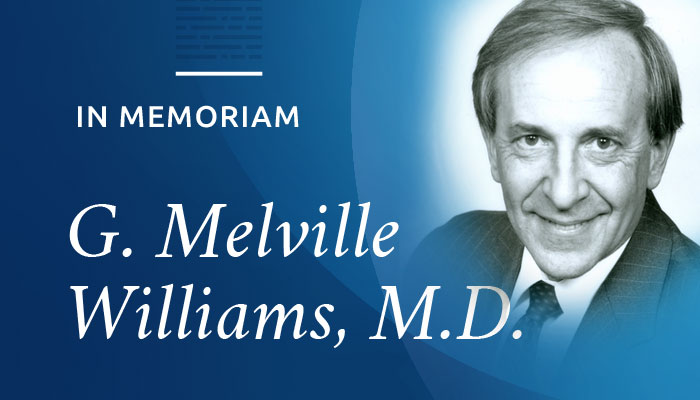 G. Melville Williams, M.D., a pioneer in transplant and the founding president of UNOS