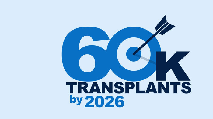 60K transplants by 2026 with an arrow in the bullseye of the zero