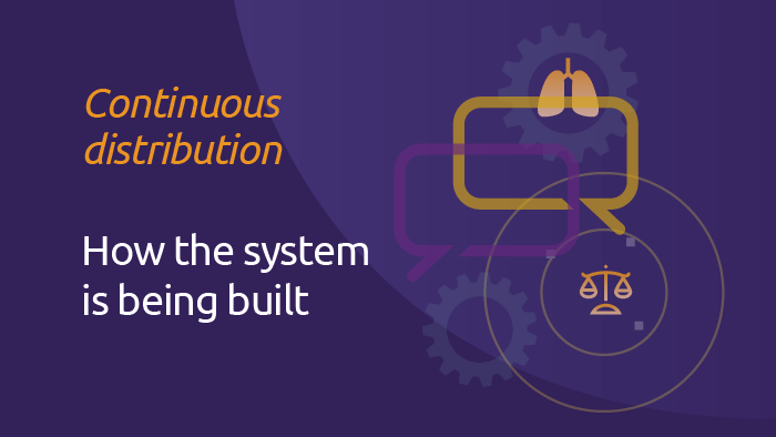 Continuous distribution: How the system is being built with icons of discussion and balanced scale for equity