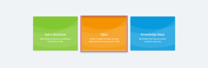 Service Portal screen showing red box around orange Data box