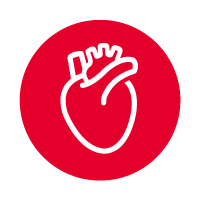 red circle with line icon of heart