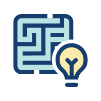 Maze with lightbulb illustration