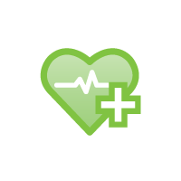 icon of heart with addition sign, part of Transplant process diagram © United Network for Organ Sharing. All rights reserved.