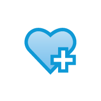 icon of heart with addition sign, part of Transplant process diagram © United Network for Organ Sharing. All rights reserved.