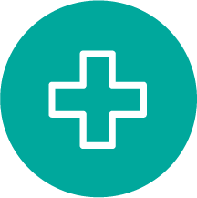 medical cross icon inside circle