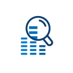 Magnifying glass inspecting data charts