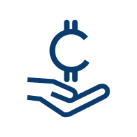 Icon of hand hold cryptocurrency symbol