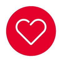 red circle with line icon of heart
