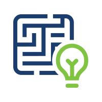 Maze with lightbulb icon