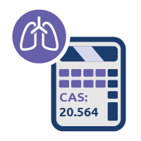 purple circle with lung icon over an illustration of a calculator with CAS and sample allocation score
