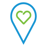 wayfinding icon with heart icon