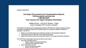 OPTN Patient information letter