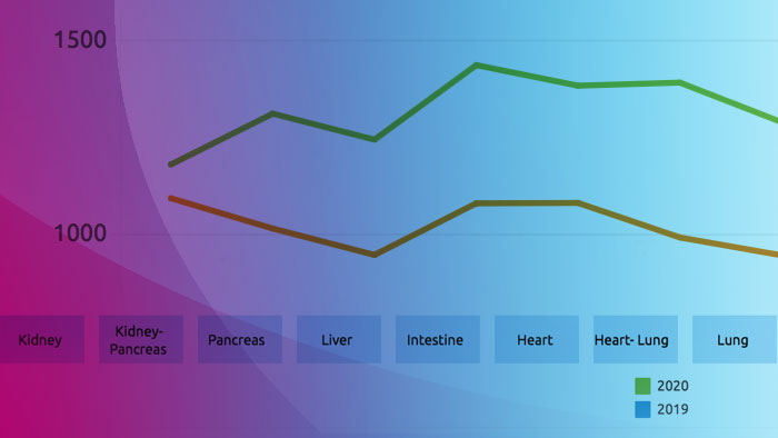 Data charted to show the state of organ donation and transplantation
