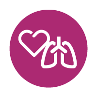 icon-heart-lung-200x200x reddish-purple circle with line icon of heart and lungs